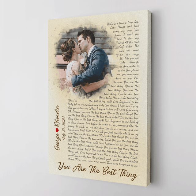 Custom Song Lyrics Canvas with Watercolor Portrait