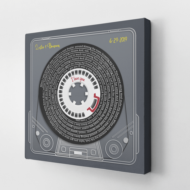 Custom Song Lyrics, Customizable Name And Date, Mixtape Cassette Navy Background Canvas