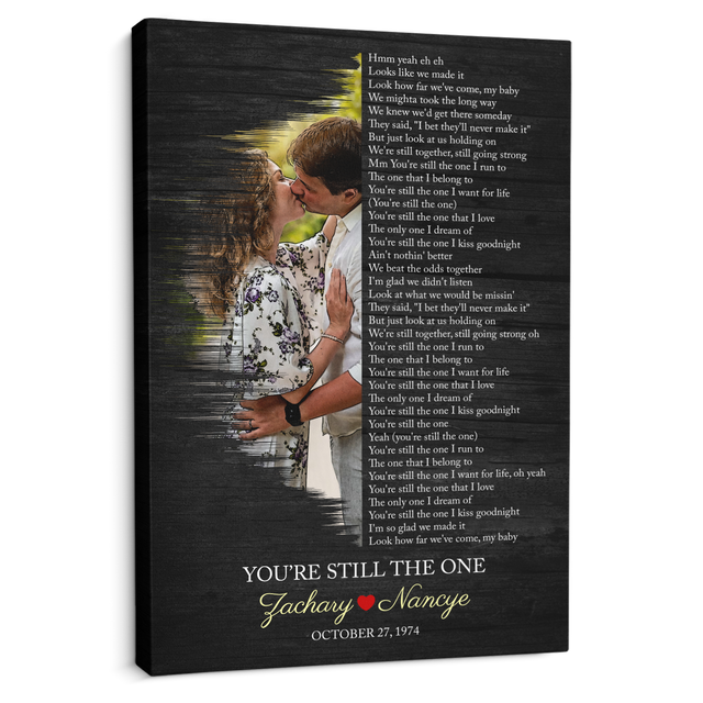 Custom Watercolor Couple Portrait, Lyrics Wall Art