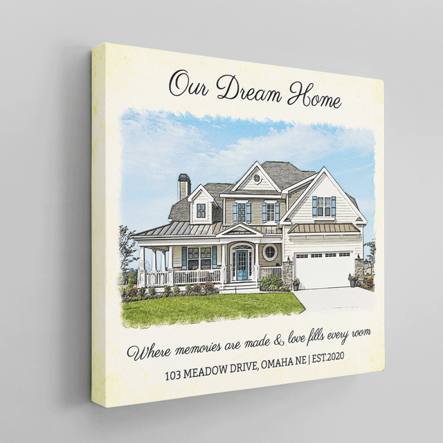 Custom House Portrait Square Canvas