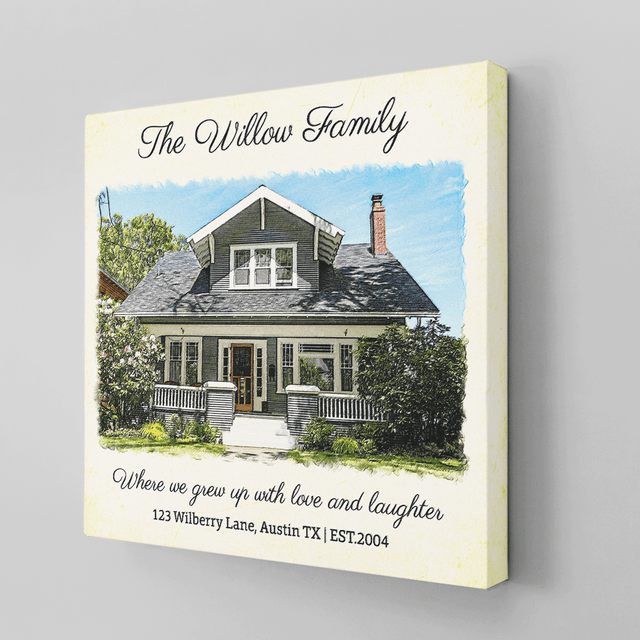 Custom House Portrait Square Canvas