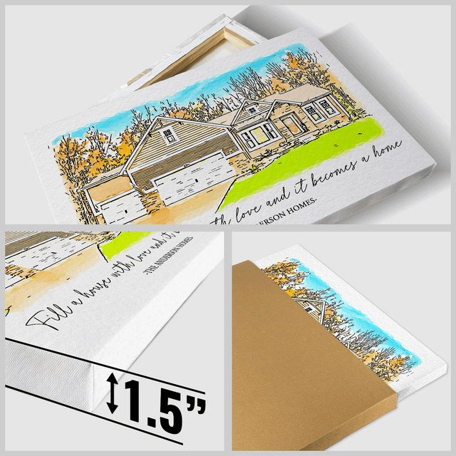 Custom Hand-Drawn Style House Portrait Canvas