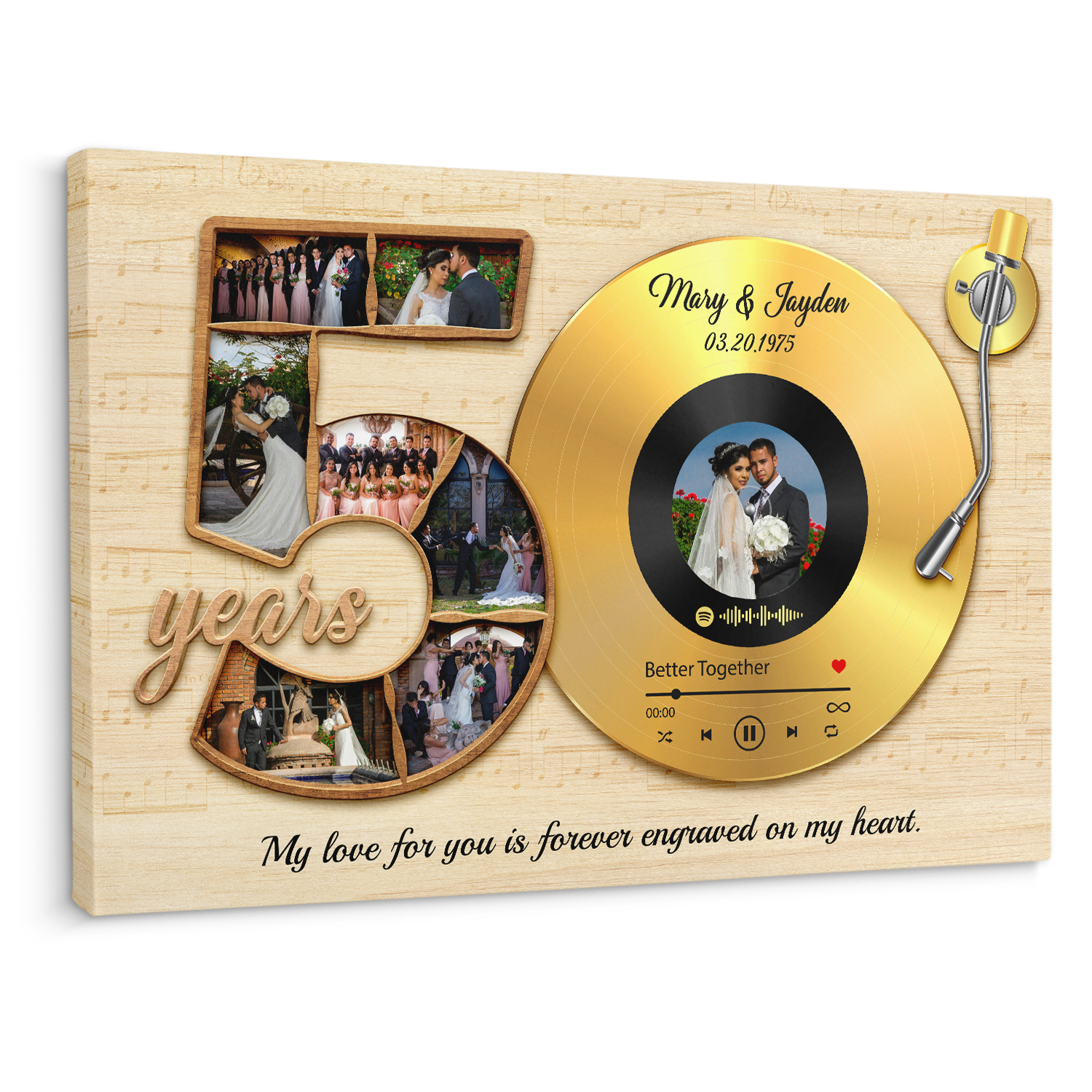 Vinyl Record Photo Canvas - Custom Song & Photo