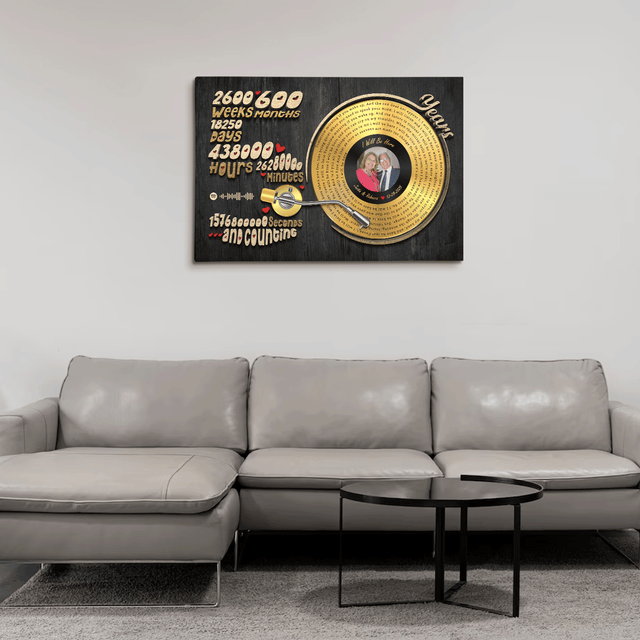 50th Anniversary Golden Vinyl Lyrics Canvas