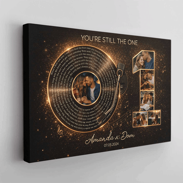 Personalized 1st Anniversary Song Lyrics Canvas with Photos, Names & Date