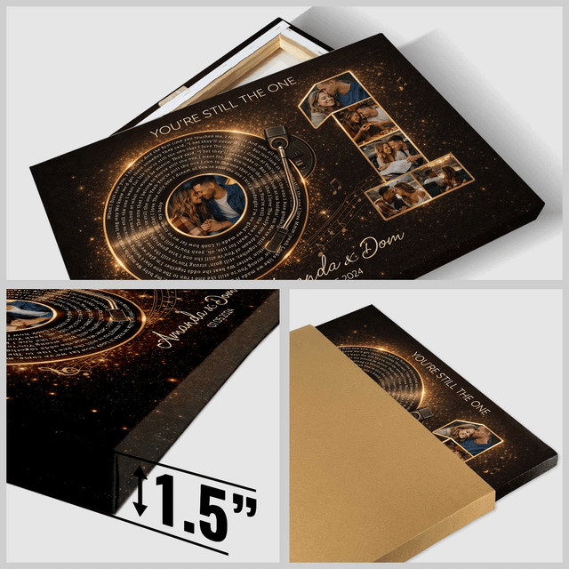 Personalized 1st Anniversary Song Lyrics Canvas with Photos, Names & Date