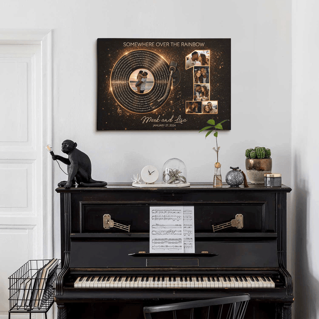 Personalized 1st Anniversary Song Lyrics Canvas with Photos, Names & Date