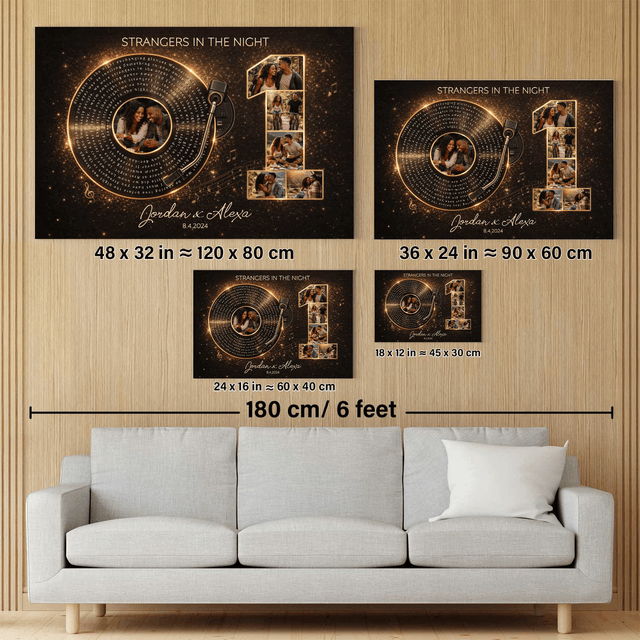 Personalized 1st Anniversary Song Lyrics Canvas with Photos, Names & Date