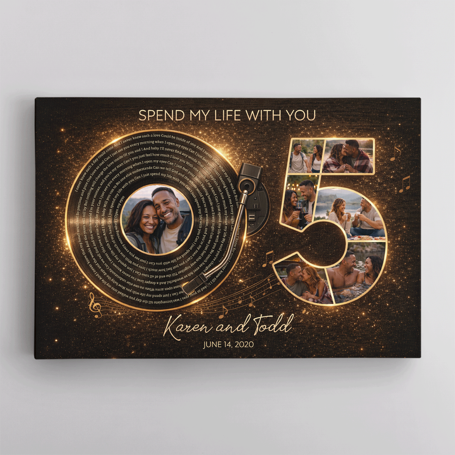 Personalized 5th Anniversary Song Lyrics Canvas