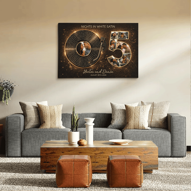 Personalized 5th Anniversary Song Lyrics Canvas