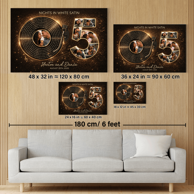Personalized 5th Anniversary Song Lyrics Canvas