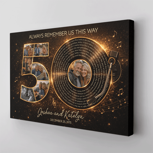 Personalized 50th Anniversary Song Lyrics Canvas with Photos, Names & Date