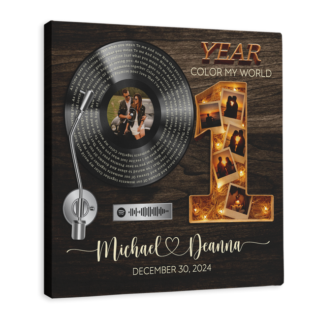 Personalized 1st Anniversary Song Lyrics Canvas with Spotify QR Code
