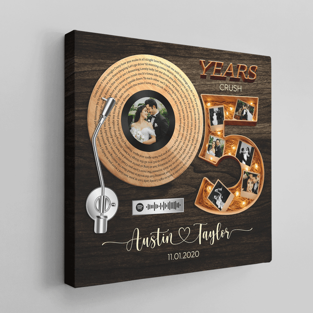 Personalized 5th Anniversary Song Lyrics Canvas with Spotify QR Code
