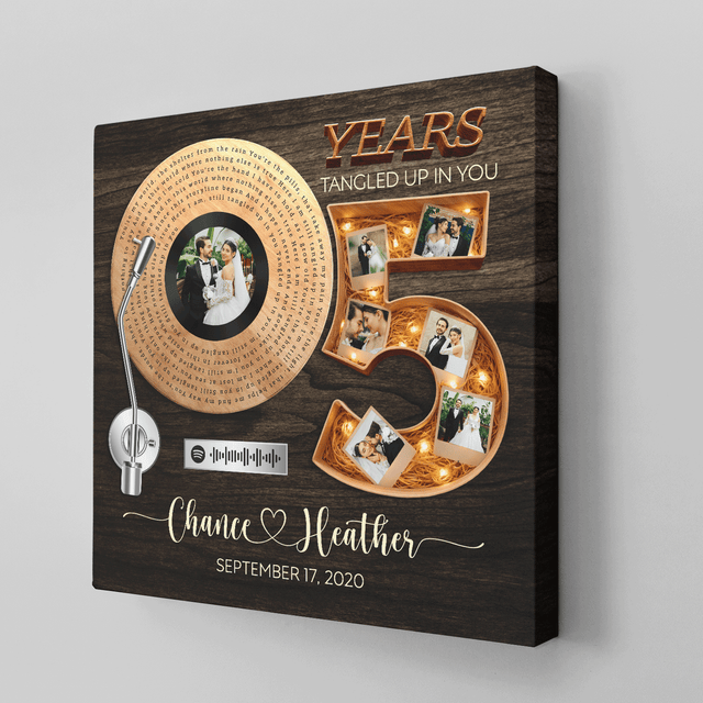 Personalized 5th Anniversary Song Lyrics Canvas with Spotify QR Code