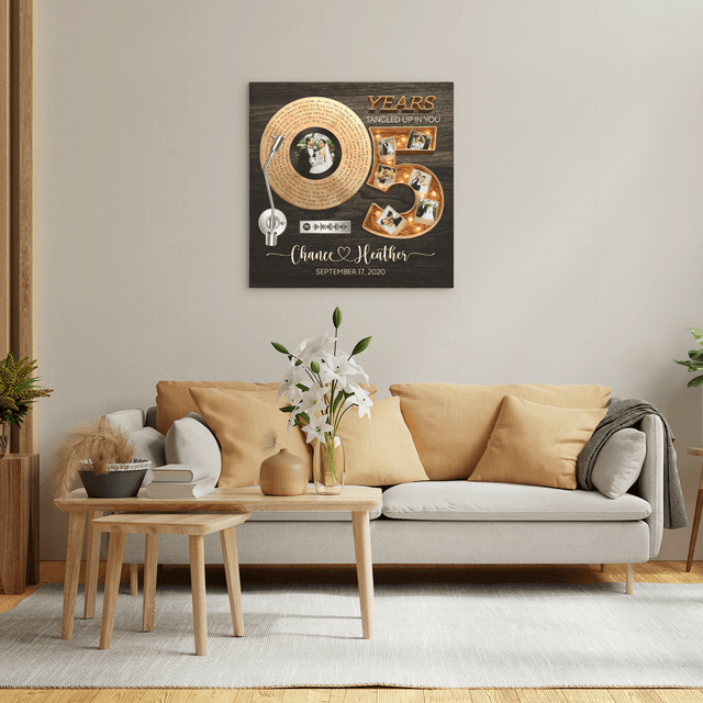 Personalized 5th Anniversary Song Lyrics Canvas with Spotify QR Code