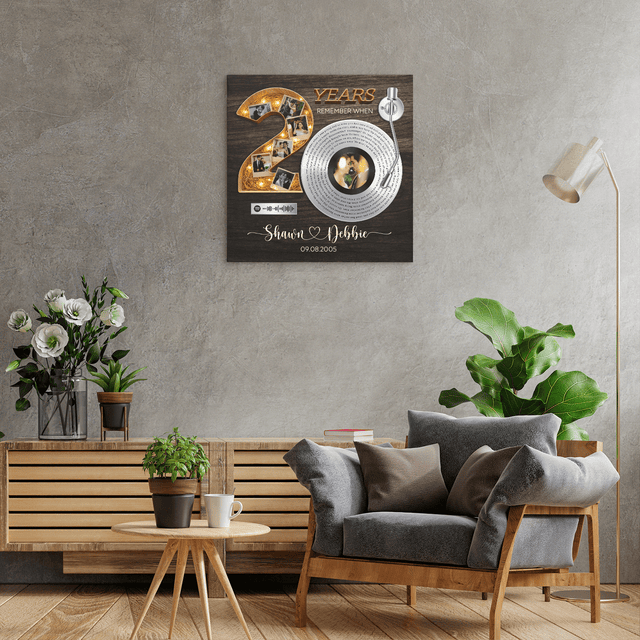Personalized 20th Anniversary Song Lyrics Canvas with Spotify QR Code