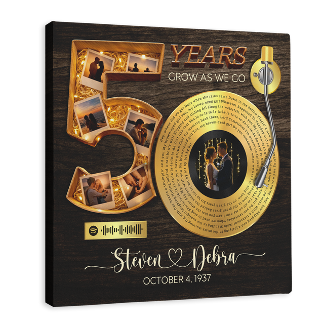 Personalized 50th Anniversary Song Lyrics Canvas with Spotify QR Code