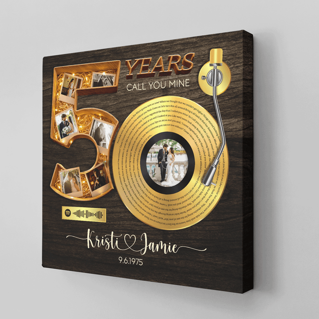 Personalized 50th Anniversary Song Lyrics Canvas with Spotify QR Code