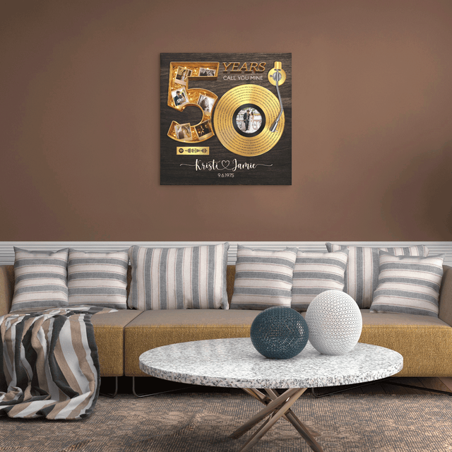 Personalized 50th Anniversary Song Lyrics Canvas with Spotify QR Code