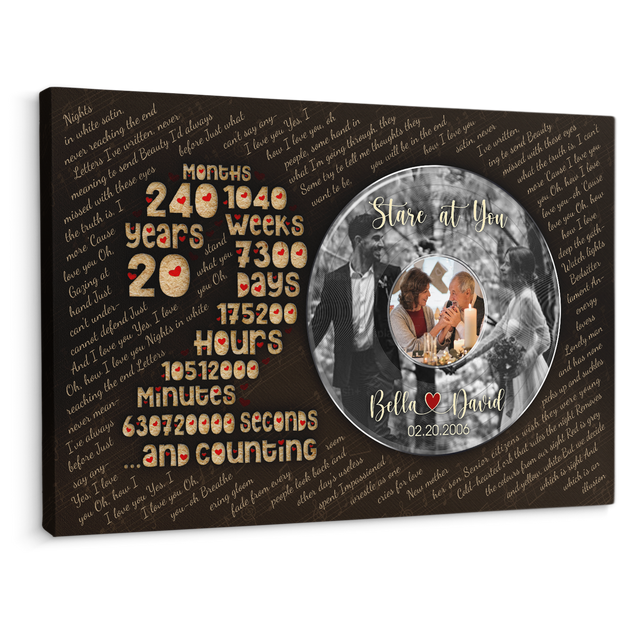 Personalized Years Together Canvas, Anniversary Gift for Couple