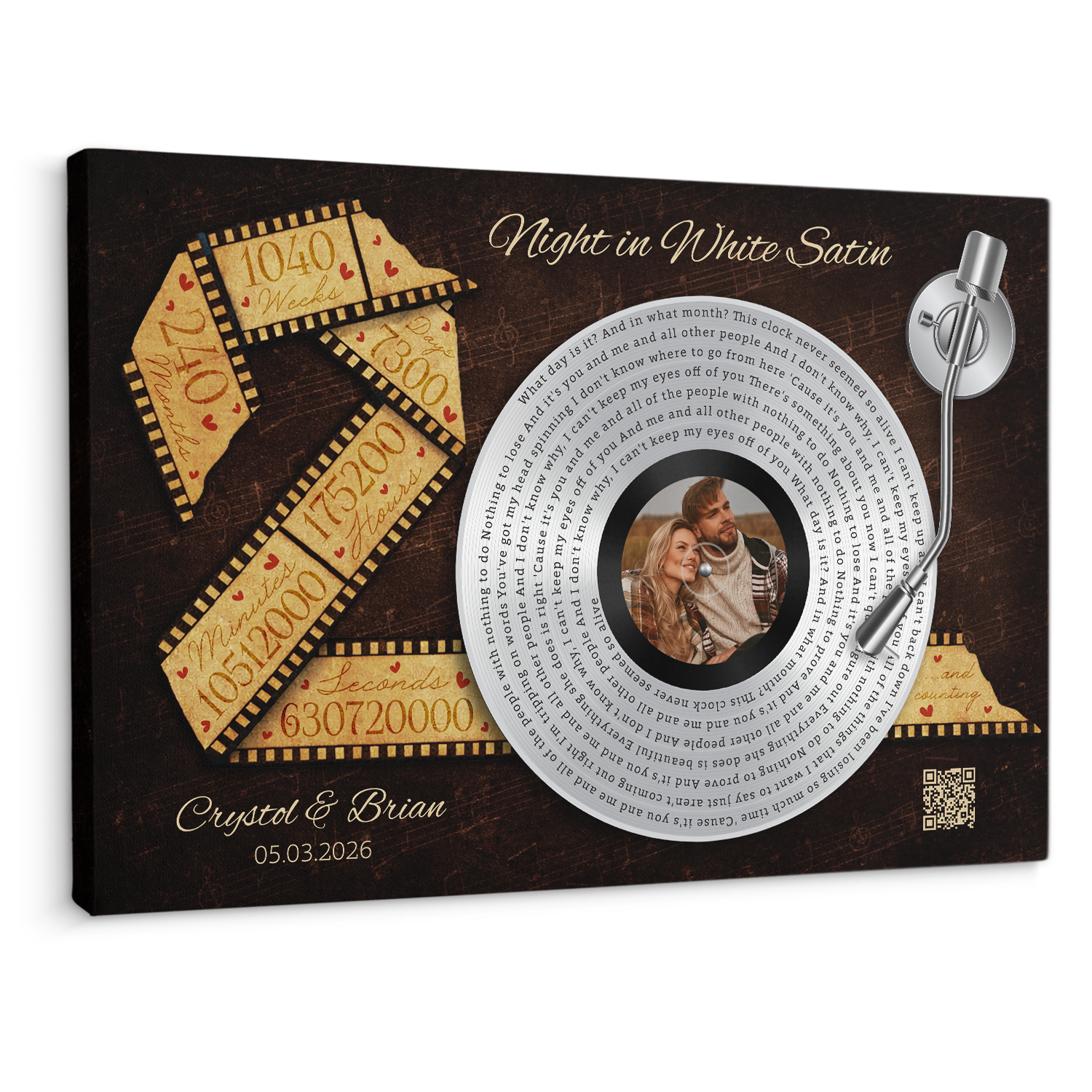 Custom Time & Song Canvas, Personalized Anniversary Gift