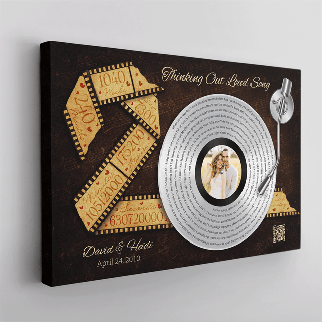 Custom Time & Song Canvas, Personalized Anniversary Gift