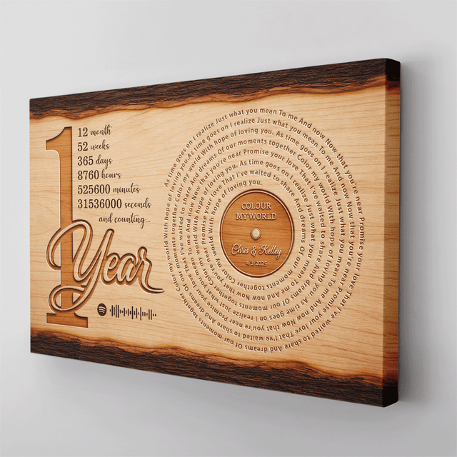 1 Year Anniversary Canvas, Personalized Couple Gift with Song