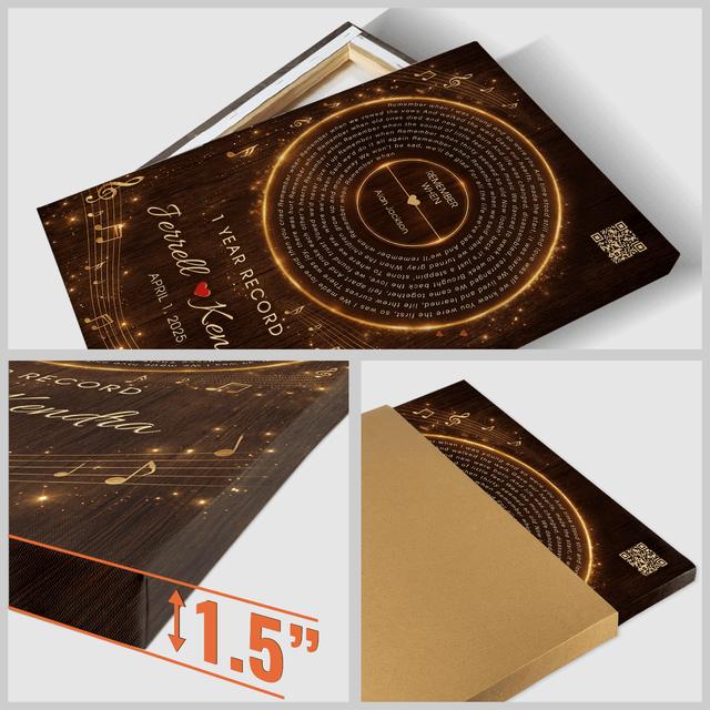 1 Year Anniversary Song Canvas with QR Code, Couple Gift