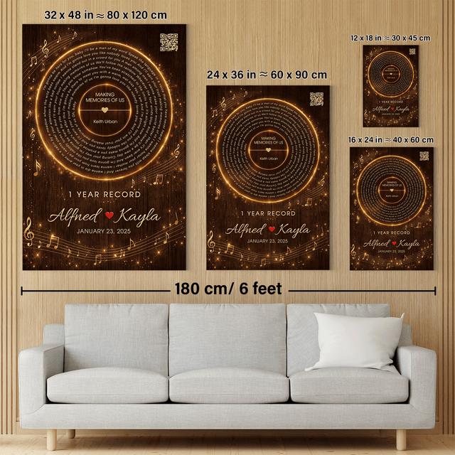 1 Year Anniversary Song Canvas with QR Code, Couple Gift