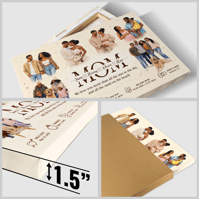 Personalized Mom Canvas, Family Story Photo Collage Gift