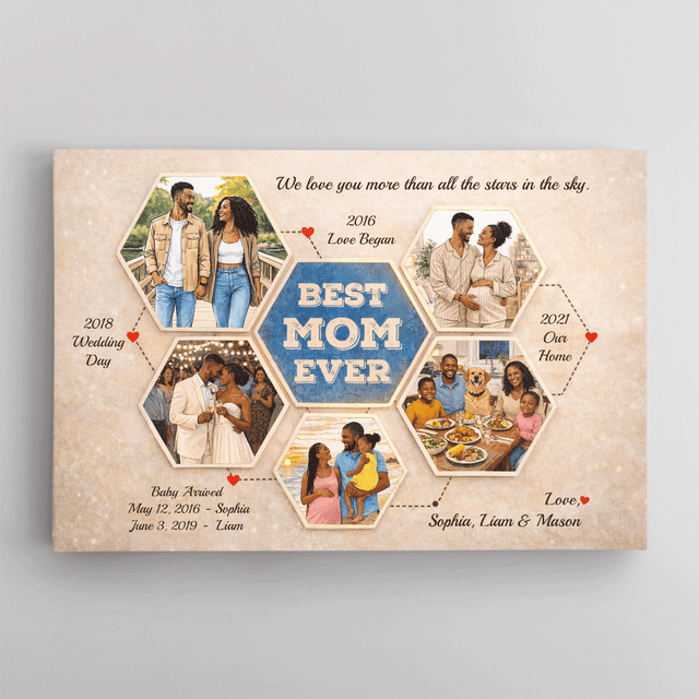 Personalized Best Mom Ever Canvas – Custom Photo Collage Mother’s Day Gift
