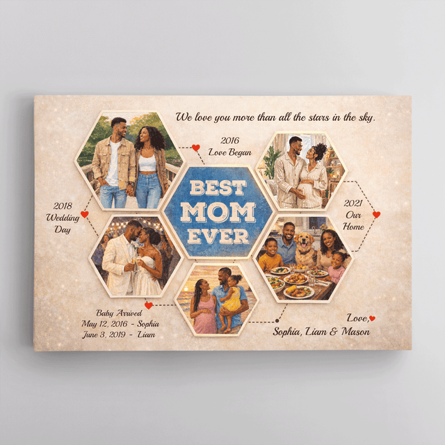Personalized Best Mom Ever Canvas – Custom Photo Collage Mother’s Day Gift