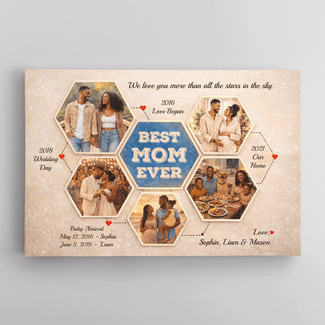 Personalized Best Mom Ever Canvas – Custom Photo Collage Mother’s Day Gift