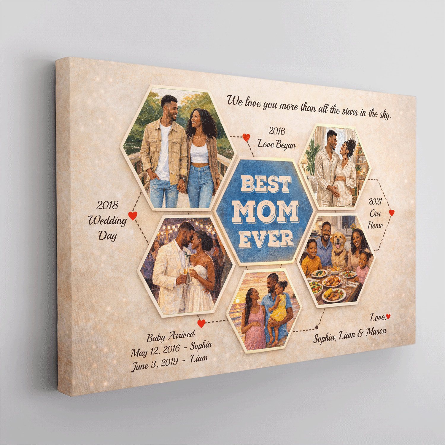 Personalized Best Mom Ever Canvas – Custom Photo Collage Mother’s Day Gift