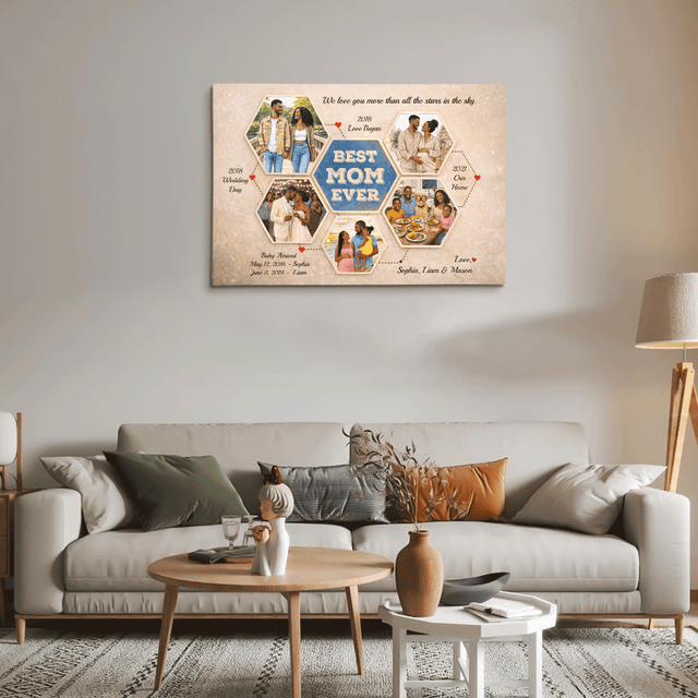 Personalized Best Mom Ever Canvas – Custom Photo Collage Mother’s Day Gift