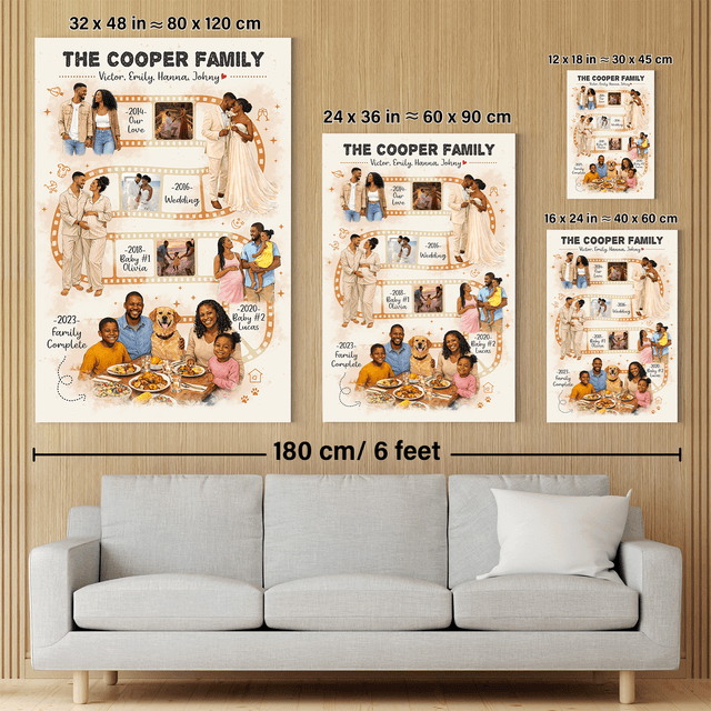 Personalized Family Film Strip Canvas – Custom Photo Timeline Wall Art