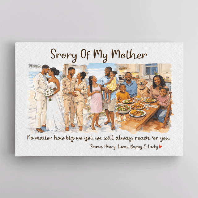 Personalized Story of My Mother Canvas – Custom Family Journey Mother’s Day Gift with Names