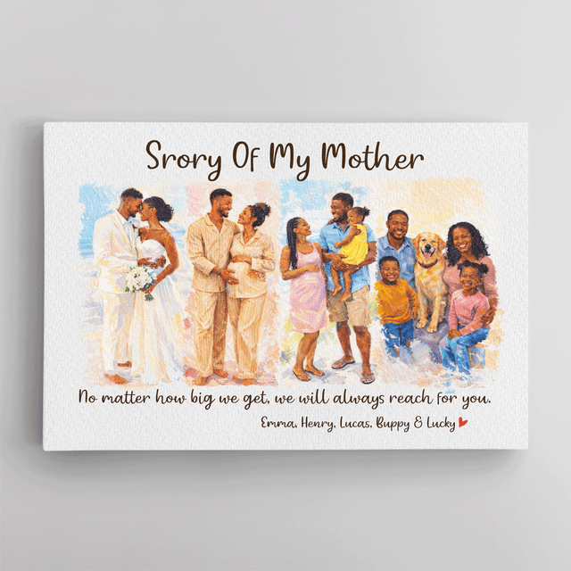 Personalized Story of My Mother Canvas – Custom Family Journey Mother’s Day Gift with Names