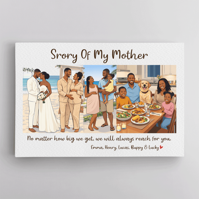 Personalized Story of My Mother Canvas – Custom Family Journey Mother’s Day Gift with Names