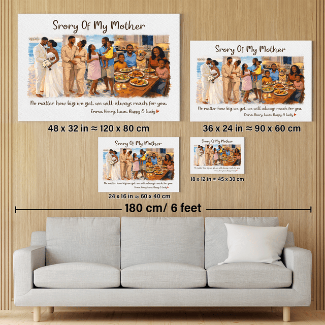 Personalized Story of My Mother Canvas – Custom Family Journey Mother’s Day Gift with Names