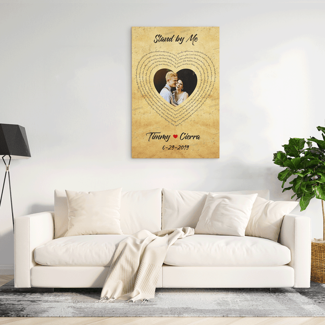 Custom Song Lyrics, Heart Art, Customizable Text And Upload Photo Canvas