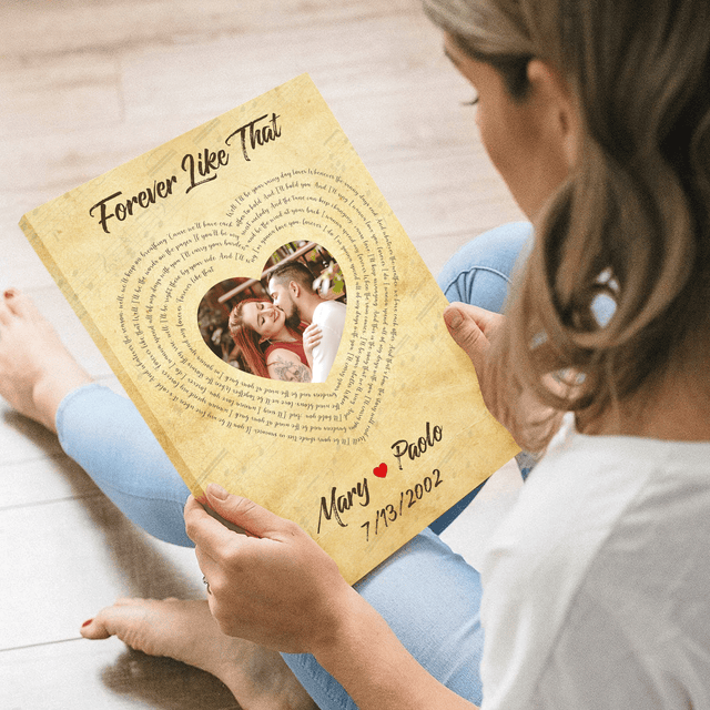 Custom Song Lyrics, Heart Art, Customizable Text And Upload Photo Canvas