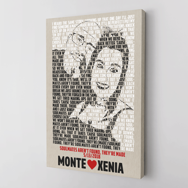 Custom Song Lyric And Photo, Customizable Name Canvas Wall Art