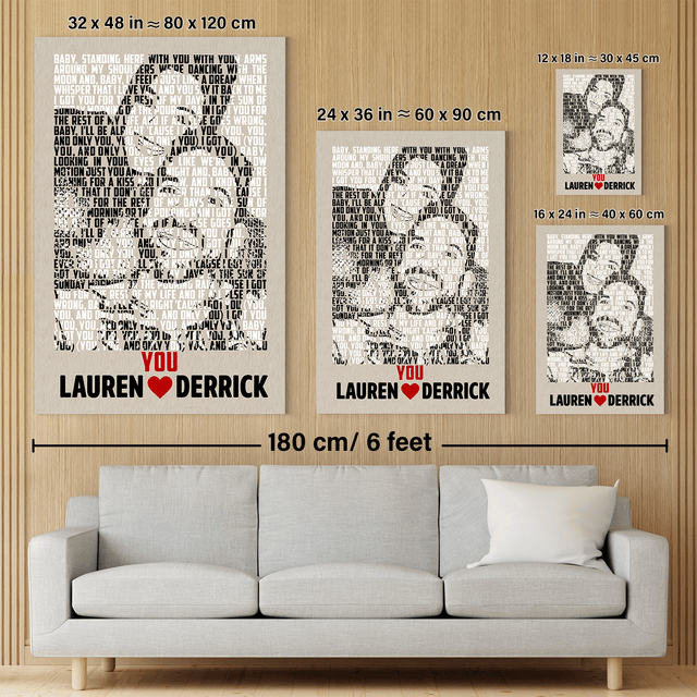 Custom Song Lyric And Photo, Customizable Name Canvas Wall Art