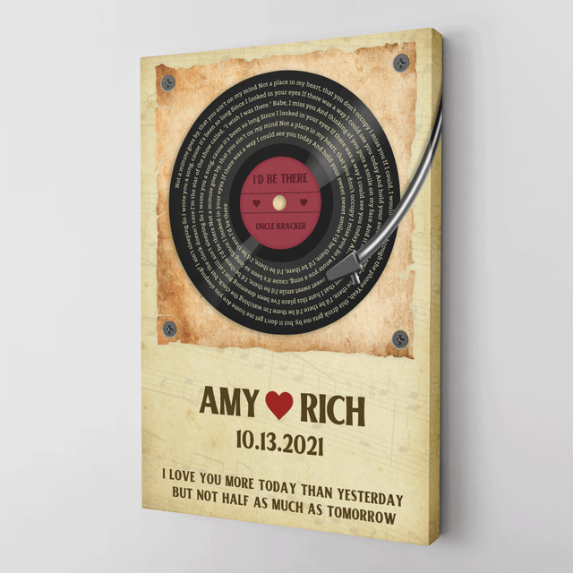 Custom Song Lyrics And Customizable Text, Vinyl Record, Canvas Wall Art