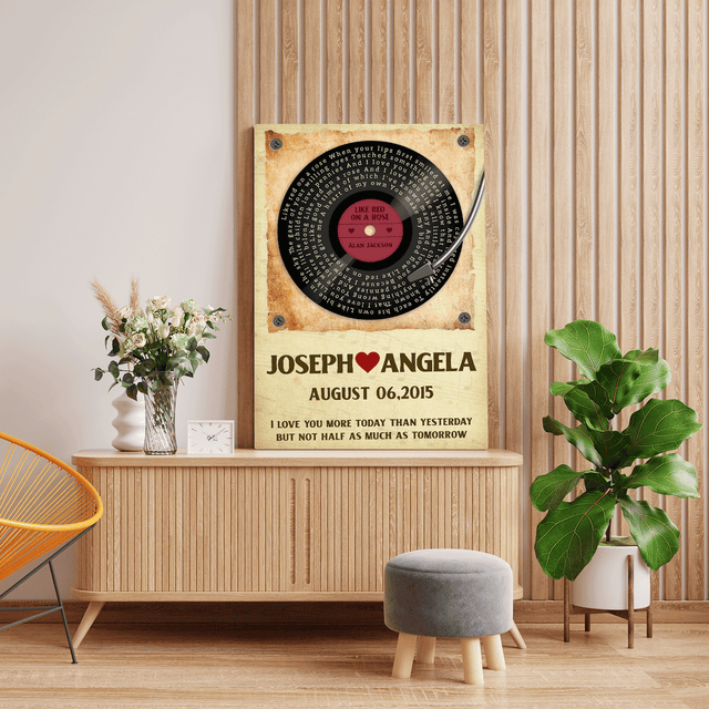 Custom Song Lyrics And Customizable Text, Vinyl Record, Canvas Wall Art