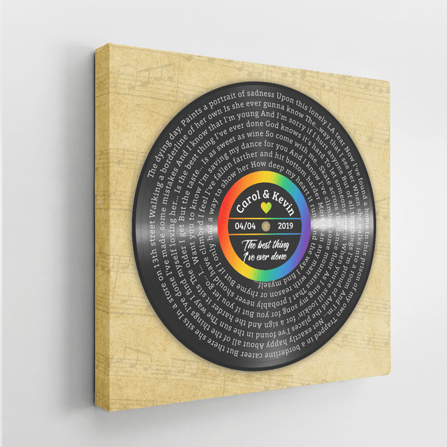 Custom Song Lyrics And Text, Vinyl Record Style, Canvas Wall Art