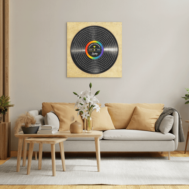 Custom Song Lyrics And Text, Vinyl Record Style, Canvas Wall Art