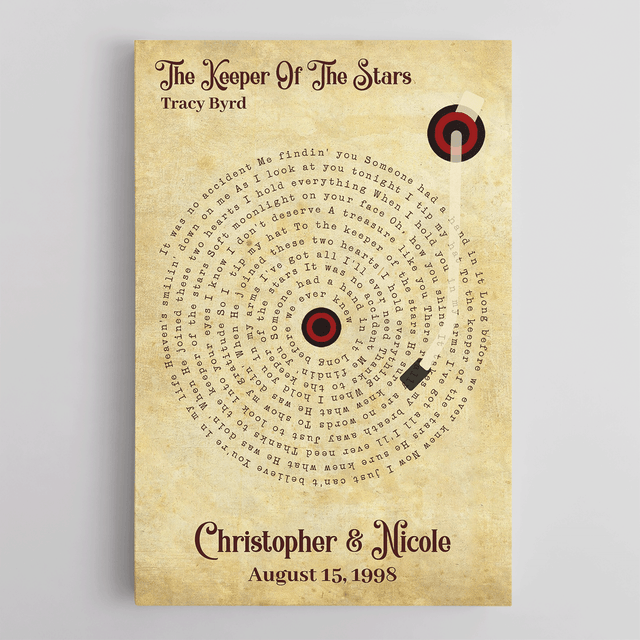 Custom Song Lyrics And Customizable Text, Vinyl Record Art, Canvas Wall Art